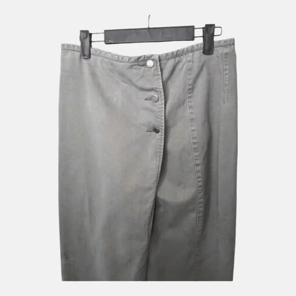 Vintage Eddie Bauer 90s Denim Maxi Skirt Grey/Gray Size 12 Modest 100% Cotton - Picture 2 of 11